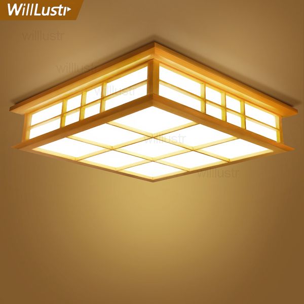 Willlustr LED plafonnier en bois japon lumière en bois hôtel maison salle à manger chambre restaurant panneau acrylique éclairage de plafond