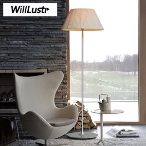 Willloh Romantic Floor Lamp Geribbeld Glas Stof Schaduw Moderne Verlichting Klassieke Design Slaapkamer Studiekamer Sofa Side Light Neffen