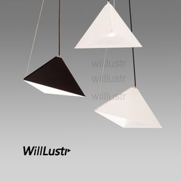 Lámpara de suspensión de pirámide triangular Willlustr, lámpara colgante de metal para comedor, sala de estar, iluminación colgante para pasillo de hotel y restaurante