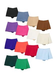 Willshela Women Fashion Solid Asymmetricy Side Zipper Skirts Shorts Vintage High Taille Female Chic Lady 240516