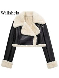 Willshela, moda para mujer, chaquetas con cremallera frontal sólida, cuello de solapa Vintage, mangas largas, trajes elegantes para mujer 240104