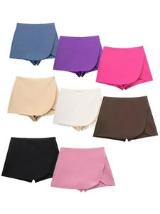 Willshela Women Fashion Solid Side Zipper Skirts Shorts Vintage High Taille Female Chic Lady Shorts 240426