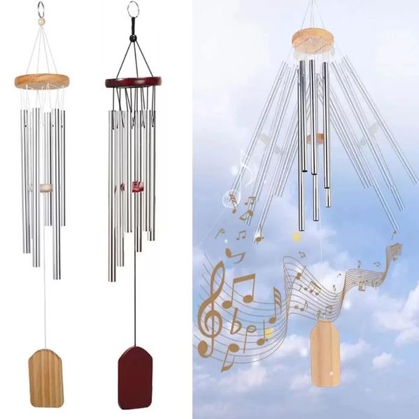 Carillons éoliens Antique Bois Massif Métal Aluminium 6 Tube Windchime Pendentif Chapelle Cloches Maison Ornement Aeolian plus haute qualité