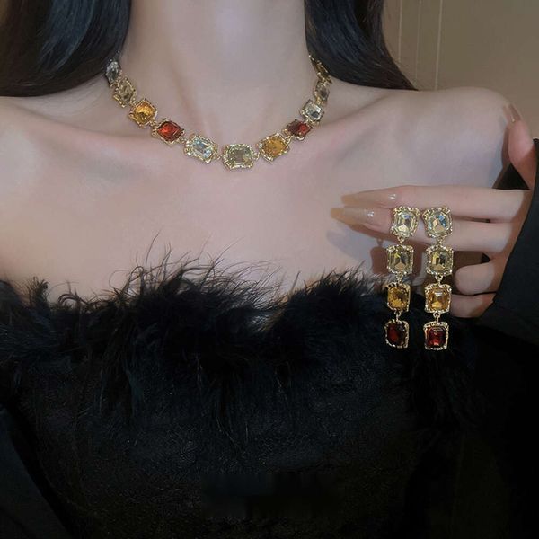 Wind – ensemble Simple pour femmes, Instagram, diamant coloré, Bracelet géométrique irrégulier, collier, VL242