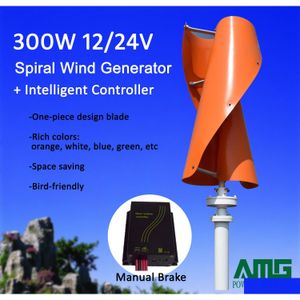 Générateurs d'éoliennes 300W 12V / 24V Axe vertical Helix Home Use Turbine Generator Vawt Tra Start Upadd Intelligent Controller Drop Deli DHR6A