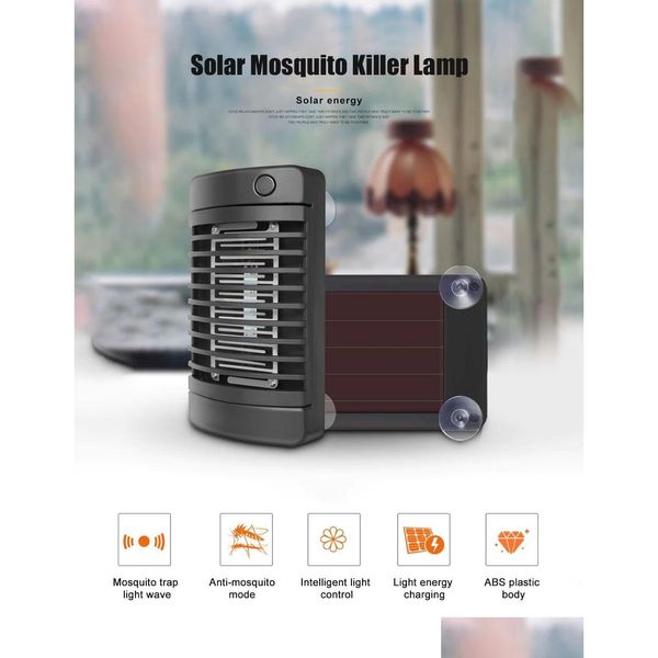 Générateurs de vent 4 LED Solar Mosquito Killer Lamp Electric Shock Shock Insect Zapper Fly Trap Bog Bug Physical Attractant - Drop Livrot Dhcv8