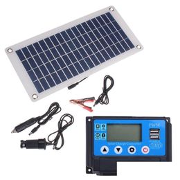 Générateurs d'éoliennes 50W Double Panneau solaire USB 12V / 5V avec chargeur de voiture 10/20/30/40/50A Contrôleur pour la lumière LED de came extérieure - 40A Drop Deli Dhwui