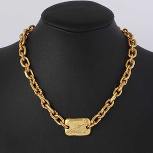 Collier métallique double T pour femmes, bijoux à vent carré de marque, chaîne épaisse mate, lot mixte