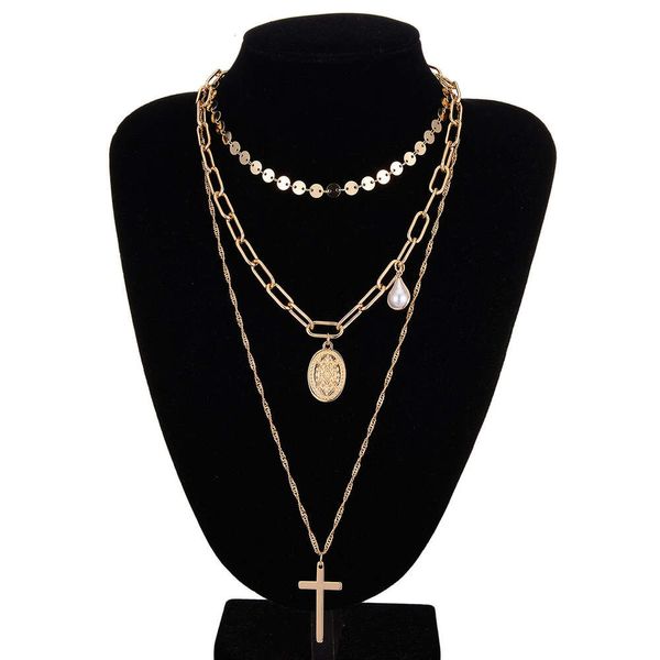 Collier pendentif en perle croisée multi-couches éolien pour les ornements polyvalents de la mode féminine, chaîne de colliers de conception unique