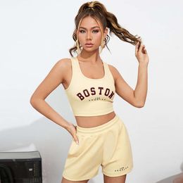 Pajamas imprimé en pyjamas pour femmes shorts supérieurs en deux pièces Sleastic Slim Fit serré sportif et peut être porté comme des vêtements d'extérieur pour les vêtements de nuit à la maison AG sans manches