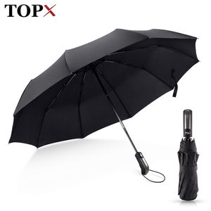 Parapluie automatique pliant résistant au vent pluie femmes auto luxe grands parapluies coupe-vent pour hommes revêtement noir 10K Parasol 210721