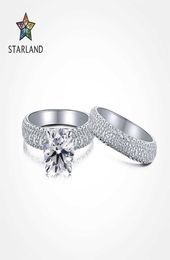 WIND S925 STERLING Silver Eternal Wedding Ring Women039S Super Flash Simulation Set Ring8903553