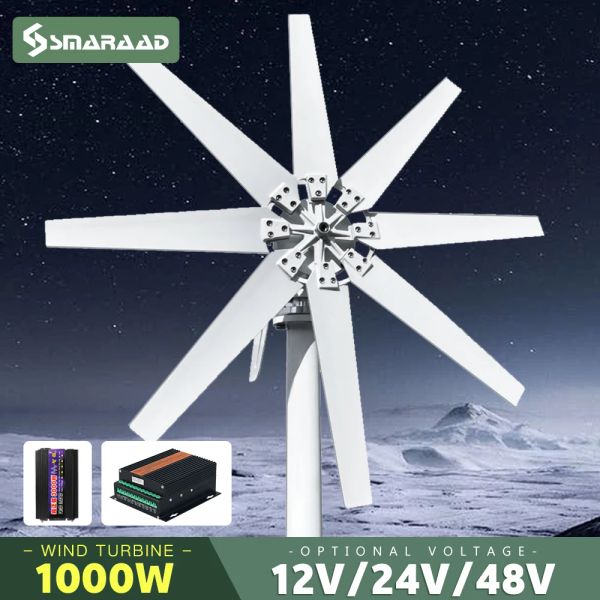 Générateur d'éoliennes 1000W 1kw Horizontal 24V 12V Strong Power Magnetic Dynamo Free Energy 220V Outporteur d'onduleur pour la maison