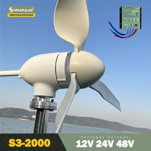 Wind Turbine Generator 2000W 48V 24V 12V Windmill Horizontawind Kit Generat Kit Free Energy Altern avec contrôleur MPPT pour usage domestique