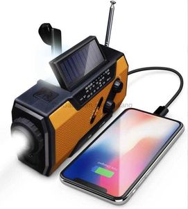 Linterna multifunción portátil Carga solar con manivela de emergencia Radio con autoalimentación AM/FM/NOAA Radios meteorológicas Carga USB dinamo luz de linterna para acampar