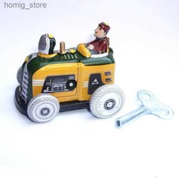 Wind-Up Toys Funny Adult Collection Retro Wind Toy Metal Tin Agricultural Machinery Tractor Car Mechanical Toy Clockwork Toy Figure Gift Y240416