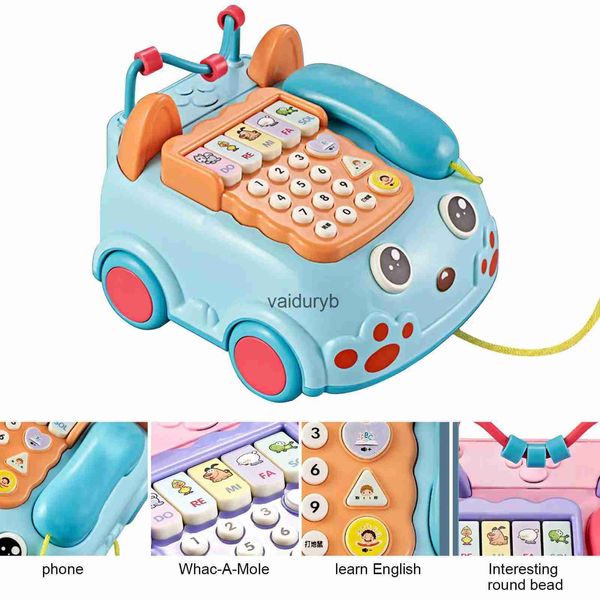 Jouets à remonter Montessori multifonctionnel d'apprentissage crinière dessin animé voiture téléphone son lumière Whack un jeu de hamster jouet de plus de 3 ans Kidsvaiduryb