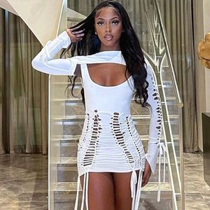 Wind Women's 2024 Spring New Fashion Sexy Open Back Robe Hollow Robe à manches longues Set F42346