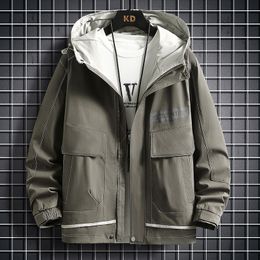 Giacca a vento da uomo con cappuccio Giubbotti bomber con cappuccio alla moda Cappotti leggeri alla moda coreana Abbigliamento streetwear