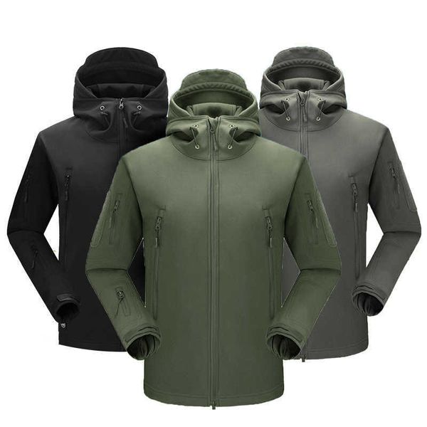 Coupe-vent pour hommes Veste pour hommes imperméable à l'eau coupe-vent imperméable Softshell manteau polaire avec capuche décontractée en plein air cyclisme escalade X0621