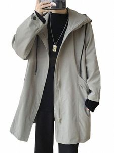 Coupe-vent mi-long printemps automne trench-coat veste à capuche tendance coréenne belle cape preppy cape punk streetwear N4X2 #