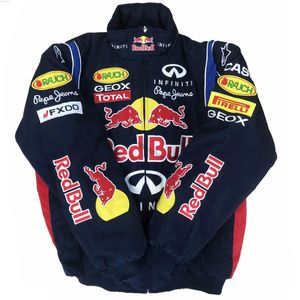 Vestes de ventreaux pour hommes Red B Motons de moto F1 Suisse de course Style Retro Cotton Bomber Jacket Navy Blue Eur Us Us Loose Broidered Windbreaker