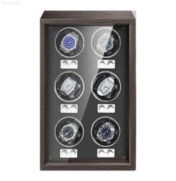 Boîte en enrouleur en bois automatique Luxury Highend 6 Slot Automatic Es Box Antimagnétique Mute Case Clock S J220825 J220906237R6648064