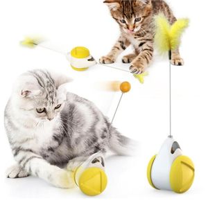 Windmolen Interactive Rotating Cat Game Toy Spring Feather Plaagt Cratching Ball Toys met Catnip Pet Supplies Supply