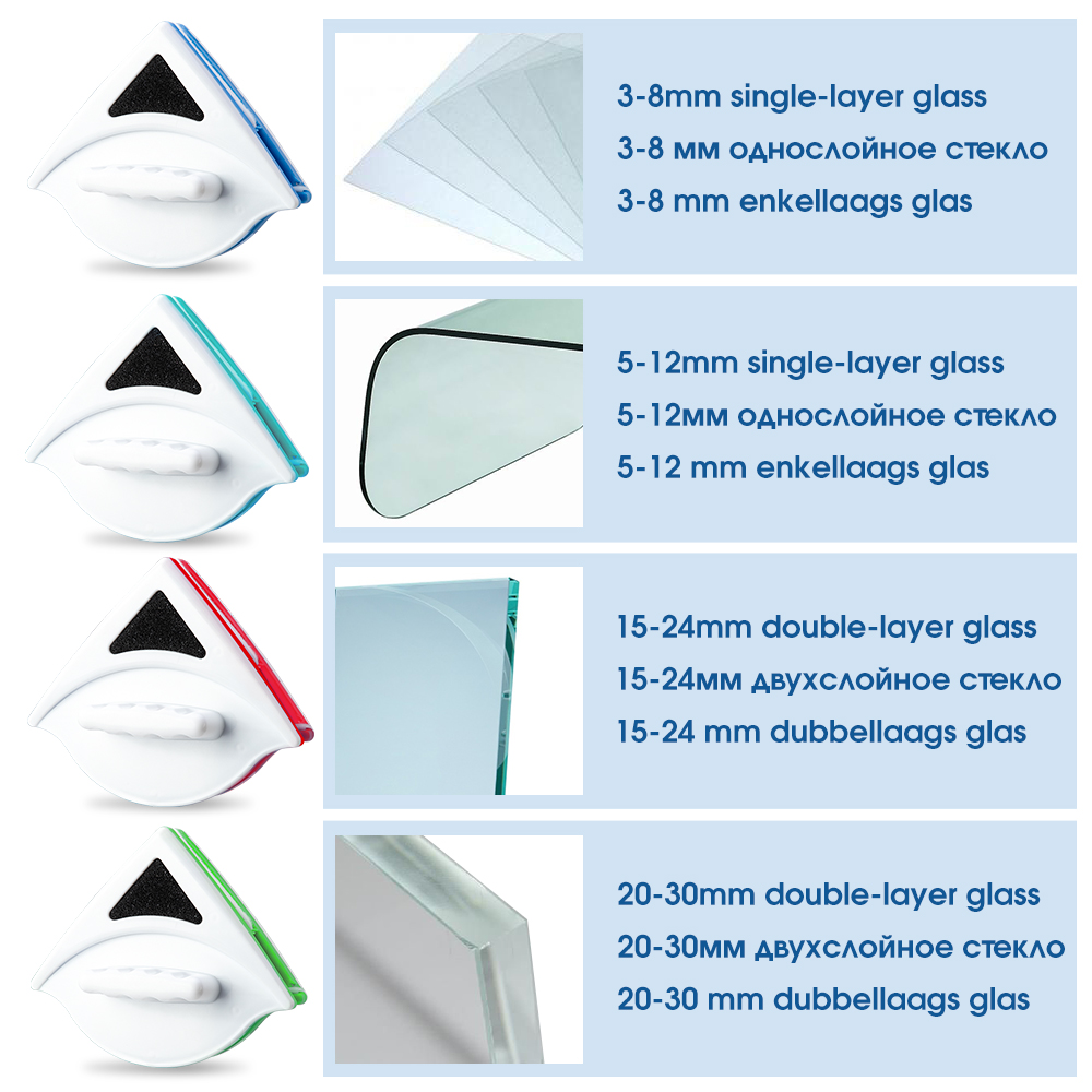 Raamborstel Glas reinigingsborstel Tool Venster Veeg Dubbele zijde magnetische glazen borstel voor het wassen van huishoudelijke reinigingsgereedschap