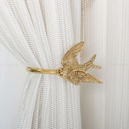 Cortina de escaparate gancho de cobre completo de cobre dorado dorado forma de pájaro hebillas hebillas sala de cortina decorativa colgilla de pared