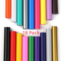 Raamfolie HTVRONT 18 Pack 12X3ft Multi Colors Permanent Adhesive Vinyl Rolls voor Cricut Craft DIY Cup Glass Phone Case Decor GEMAKKELIJK TE CUT 230707