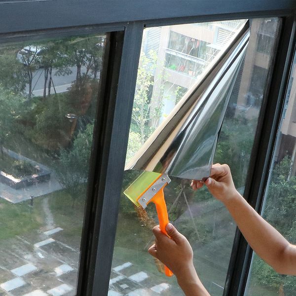Film de fenêtre miroir à sens unique vitrail réfléchissant vinyle auto-adhésif solaire pour bâtiment de maison autocollant de contrôle de la chaleur 230711