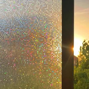 Raamfilm privacy gebrandschilderd glas regenboog statische kleven 3D decor geen lijm verwijderbare zelfklevende anti uv raamsticker voor glas 240329