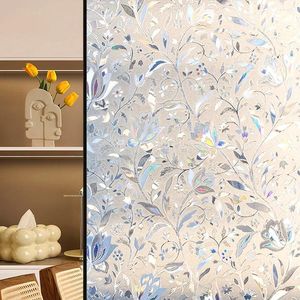 Raamstickers 100CM Privacyfilm Tulpbloempatroon 3D Ondoorzichtig Frosted Static Cling Glass Decoratieve sticker Home UV Blocking Paster