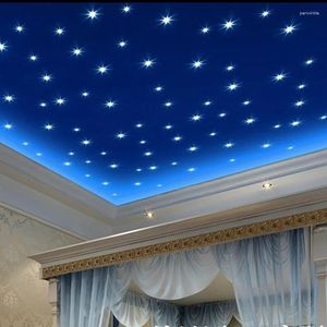 Autocollants de fenêtre 100pcs / Set 3D Star Energy Storage Fluorescent Glow in the Dark Luminal on Wall for Kids Room Living Decal