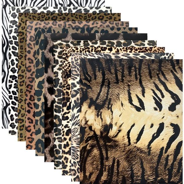 Pegatinas de ventana 10 piezas Película de transferencia de calor Leopard Cheetah Bundle Iron-on DIY Animal Print Hojas de TPU para camisetas HTVWindow WindowWindow Wind