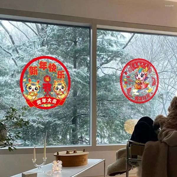Pegatinas de ventana 10 unids/set Zodiac Dragon decoración estática del año impermeable bendición dibujos animados