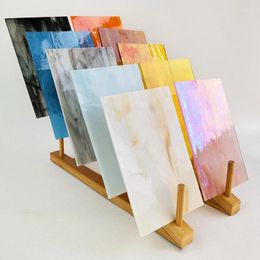 Autocollants de fenêtre 10x10cm, 30 couleurs dégradées, carreaux de mosaïque carrés en verre, fabrication de pierres avec boîte pour décor artisanal d'art