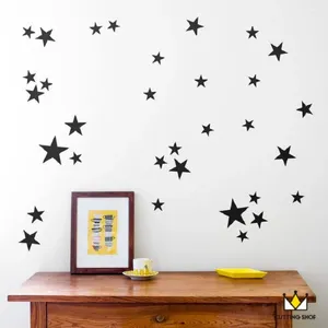 Autocollants de fenêtre 110pcs 5/4 / 2,5 cm 3size mix étoile motif de décalage mural mignon pour les enfants Easy amovible étanche éco matériau décor