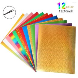 Raamstickers 12 kleurenlaser Metaal belettering Film Warmteoverdracht Opstrijkbare HTV-bundel Glitter Thermisch voor T-shirts Kleding