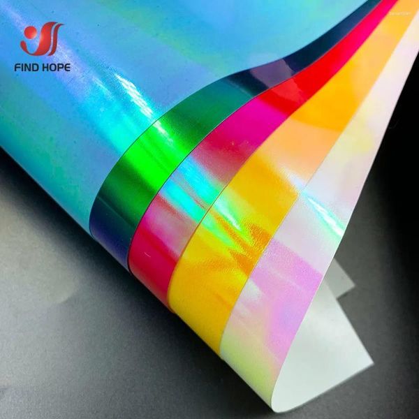 Autocollants de fenêtre 12 pouces x 10 pouces 5 pièces Iridescence holographique transfert de chaleur t-shirts à repasser HTV imprimés vêtements tissus décor bricolage pour