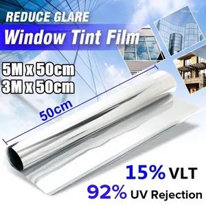 Vensterstickers 15% VLT Chrome Silver Tint Film Solar Reflective One Way Privacy 3MX50cm / 5mx50cm