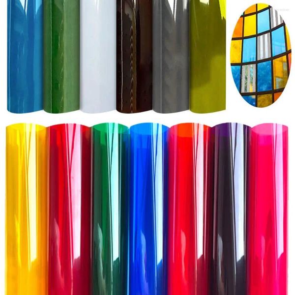 Autocollants de fenêtre 15 pouces x 47 pouces Film multicolore Film solaire teinte porte en verre décor à la maison auto-adhésif Transparent UV protecteur autocollant bricolage