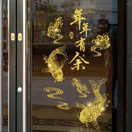 Autocollants de fenêtre 1pcs 45 60cm Festival chinois Spring Festival Happy Year Mur Decals décoratifs pour la décoration en verre du centre commercial