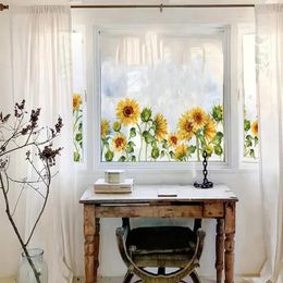 Autocollants de fenêtre 1 pièces, autocollant en verre à thème de fleur, PVC à absorption électrostatique, motif de tulipe de tournesol, films décoratifs pour la maison