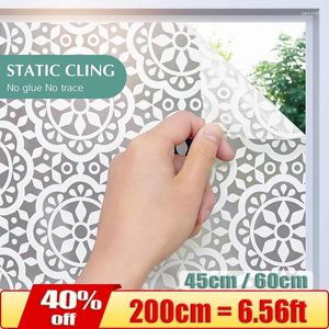 Autocollants de fenêtre 2 mètres Fleur blanche Film cling statique Décor de maison PVC PROTECTION DE PRINCIPATION UV-INTROPO