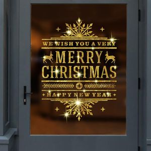 Autocollants de fenêtre 2022 amovibles de Noël PVC statique joyeux embellir le verre de fête de l'année d'or