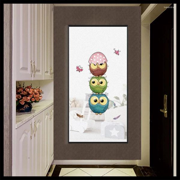 Autocollants de fenêtre 2024 derniers films taille personnalisée mignon oiseau Crtoon statique sans colle chambre salle de bains porte décoration 55cm x 100cm