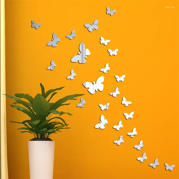 Pegatinas de ventana, 25 piezas, pegatina de mariposa acrílica, decoración europea, regalo para el salón, pasta de espejo, pared del dormitorio