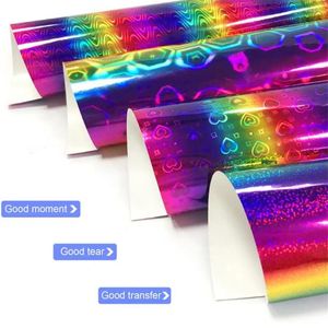 Vensterstickers 25cmx30.5 cm Pet Warmteoverdracht Metallic Laser Press Machine Cutting Plotter Cutter T-shirt Foliefilm